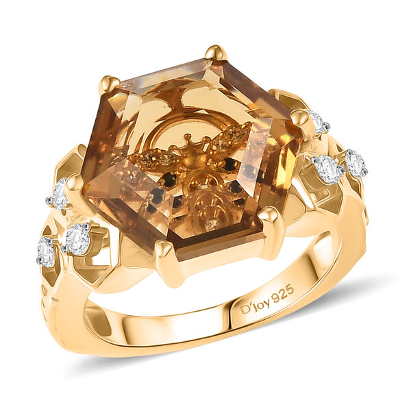 GP Trionfo Kollektion - Citrin, Wei&szlig;er Zirkon Ring 925 Silber 750 Gelbgold Vermeil (Gr&ouml;&szlig;e 20.00) ca. 7.38 ct image number 5