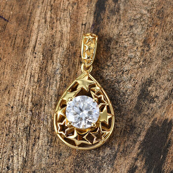 D'Joy Moissanit Anh&auml;nger 925 Silber Vergoldet ca. 1.20 ct