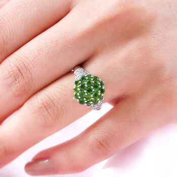 Nat&uuml;rlicher Chromdiopsid-Ring, 925 Silber platiniert  ca. 1,73 ct