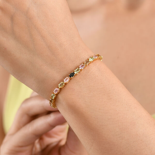 D'Joy AA Mehrfarbig-Turmalin Armband ca. 20 cm 925 Silber 750 Gelbgold vermeil ca. 7,59 ct. image number 2