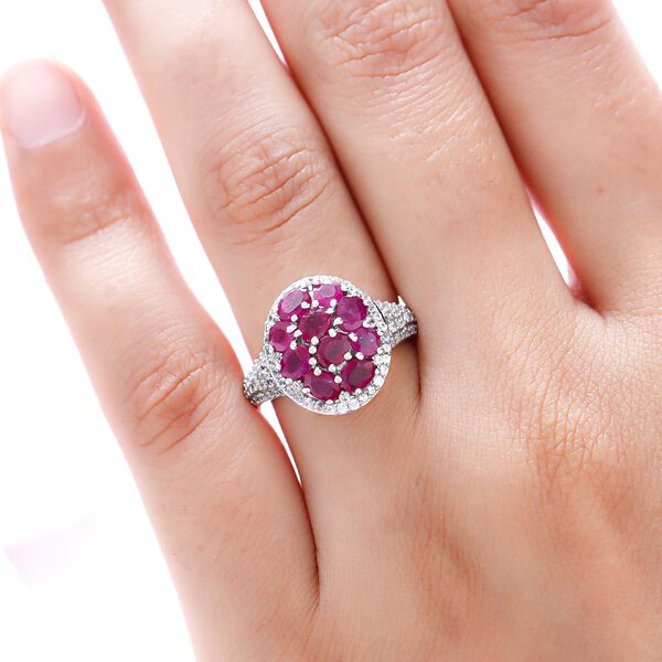 Afrikanischer Rubin und Zirkon-Ring, 925 Silber platiniert  ca. 3,18 ct image number 3