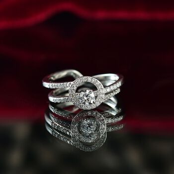 LUXURIANT SGL zertifizierte SI-GH Labor Diamant Ringe, 925 Silber rhodiniert - 0,50 ct.