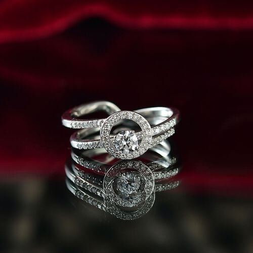 Lab Grown Diamant SI Schmuckset 925 Silber rhodiniert (Größe 18) ca. 0,50 ct. image number 1