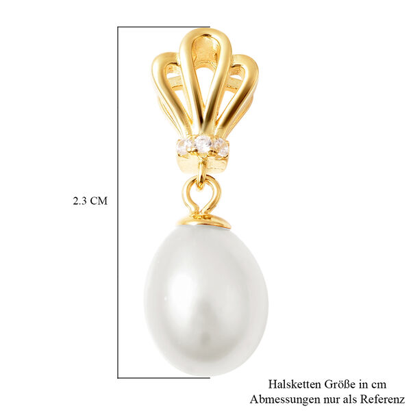 Süßwasserzuchtperlen und Weißer Zirkonia Anhänger 925 Silber vergoldet image number 5