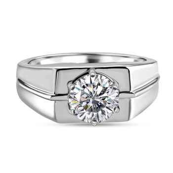 LUSTRO STELLA Hergestellt mit Feinster ZIRKONIA Herren Ring 925 Silber platiniert (Gr&ouml;&szlig;e 20.00)