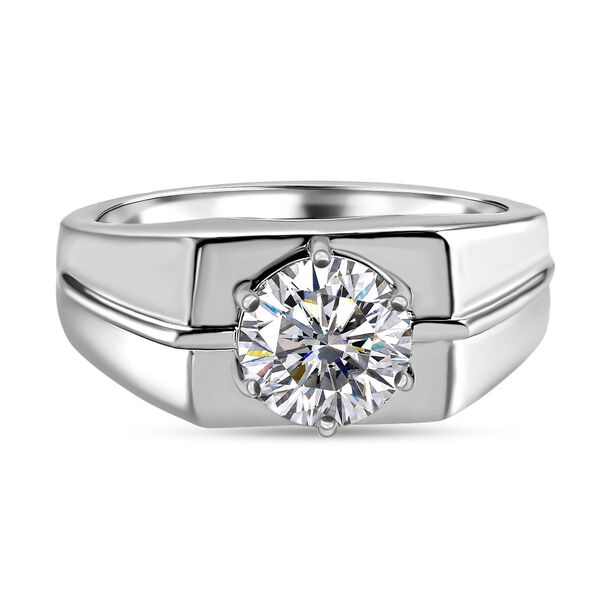 LUSTRO STELLA Hergestellt mit ZIRKONIA Herren Ring 925 Silber Platin-&Uuml;berzug (Gr&ouml;&szlig;e 20)