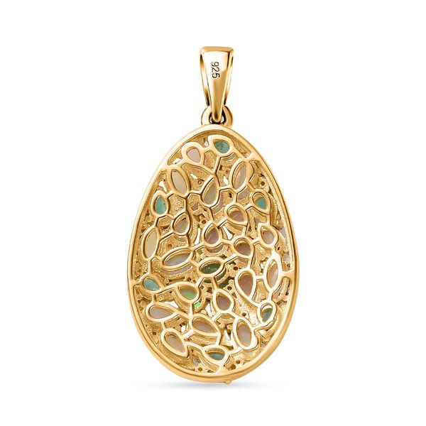 AA nat&uuml;rlicher, &auml;thiopischer Welo Opal, Kagem sambischer Smaragd und Zirkon-Anh&auml;nger - 3,50 ct. image number 9