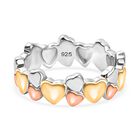 Tricolor-Herz-Ring, 925 Silber, (Größe 17.00) ca. 5,59g