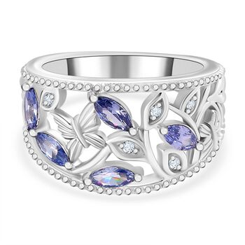 Tansanit Zirkonia, Wei&szlig;er Zirkonia Ring Messing (Gr&ouml;&szlig;e 16.00)