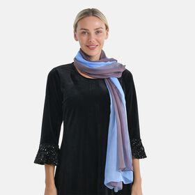 LA MAREY Signature Seidenschal aus 100% Maulbeerseide, 110 x 180 cm, Blau Grau