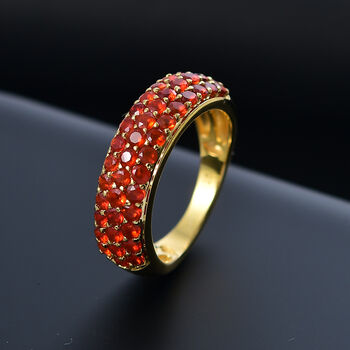 Mexikanischer Kirschfeueropal Ring 925 Silber 750 Gelbgold Vermeil (Gr&ouml;&szlig;e 18.00) ca. 1.29 ct