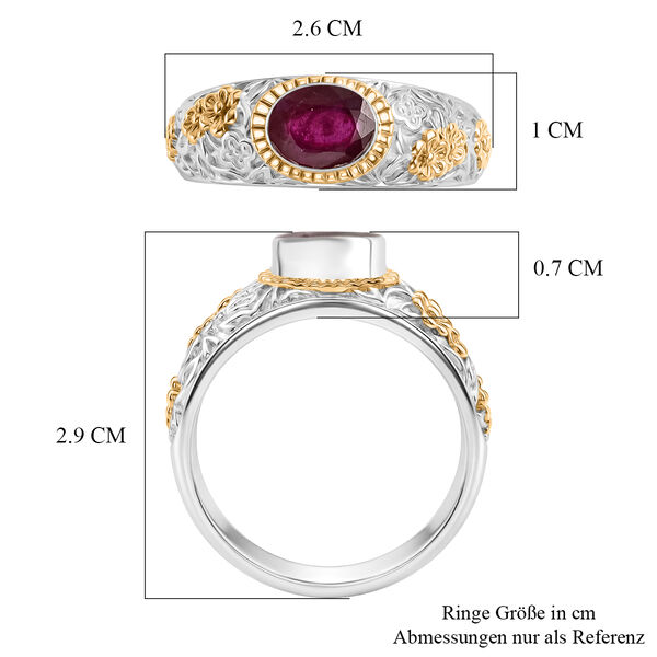 D'Joy Royal Bali -  Afrikanischer Rubin (Fissure gef&uuml;llt) Ring 925 Silber (Gr&ouml;&szlig;e 19.00) ca. 1.89 ct image number 5