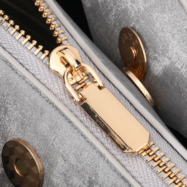 LA MAREY Crossbody Tasche mit Rei&szlig;verschlussf&auml;chern und verstellbarem Schulterriemen 25 x 20 x 11 cm Silber image number 6