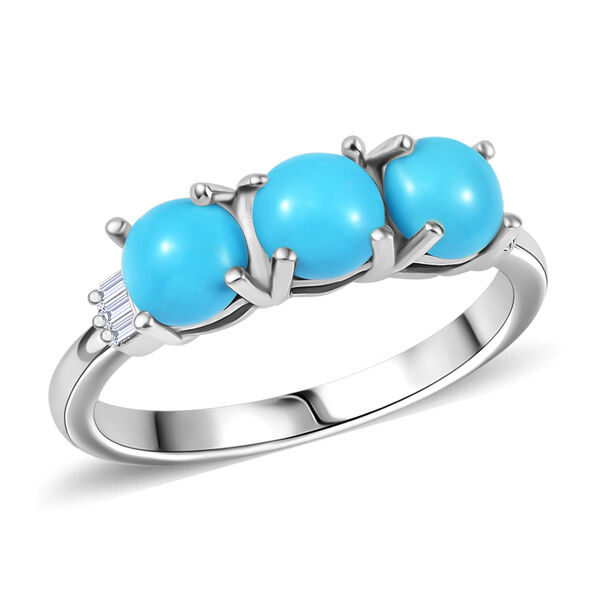 Sleeping Beauty Türkis und Diamant Ring, 925 Silber platiniert - 1,47 ct. image number 4