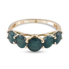 Blaugrüner Grandidierit und Diamant 5 Stein Ring 375 Gelbgold