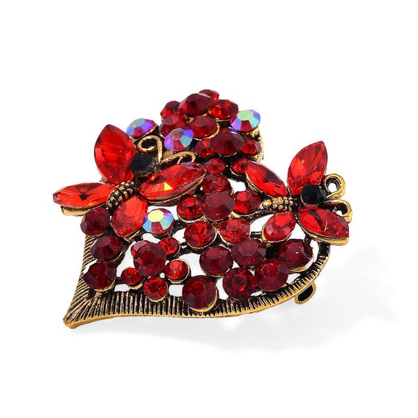 Mehrfarbiger Kristall Brosche Antikes Gold image number 3