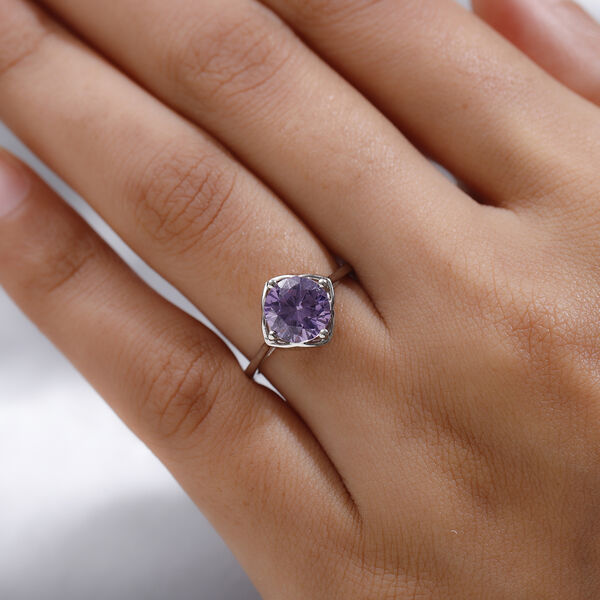 LUSTRO STELLA - Amethyst Zirkonia-Ring, 925 Silber platiniert  ca. 3,35 ct image number 3