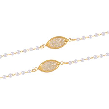 Kunststoff Perle, Wei&szlig;er Kristall Halskette ca. 75 cm Messing