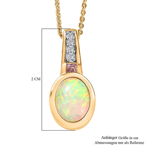 D&rsquo;Joy Nat&uuml;rlicher, &auml;thiopischer Welo Opal, rosa Saphir und Zirkon Anh&auml;nger mit 50cm Kette - 1,32 ct. image number 7