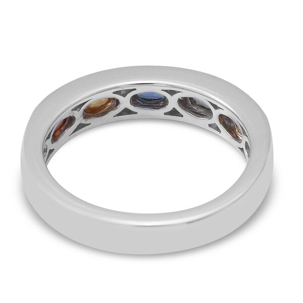 Mehrfarbig Saphir und Zirkon Half Eternity Band Ring 925 Silber Platin-&Uuml;berzug image number 4