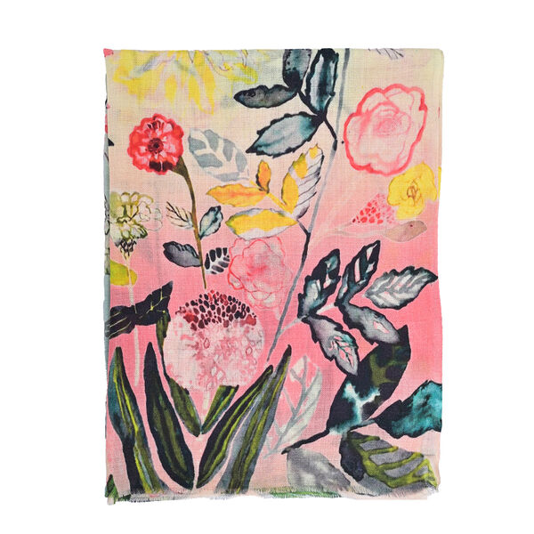 LA MAREY - Großformatiger Schal, 100% Kaschmirwolle, 70 x 195 cm, Aqua Blumenprint image number 4