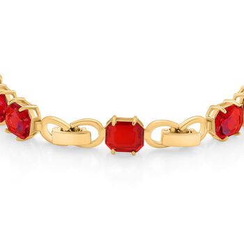 Roter Kristall Armband ca. 19 cm Nickelfreies Messing