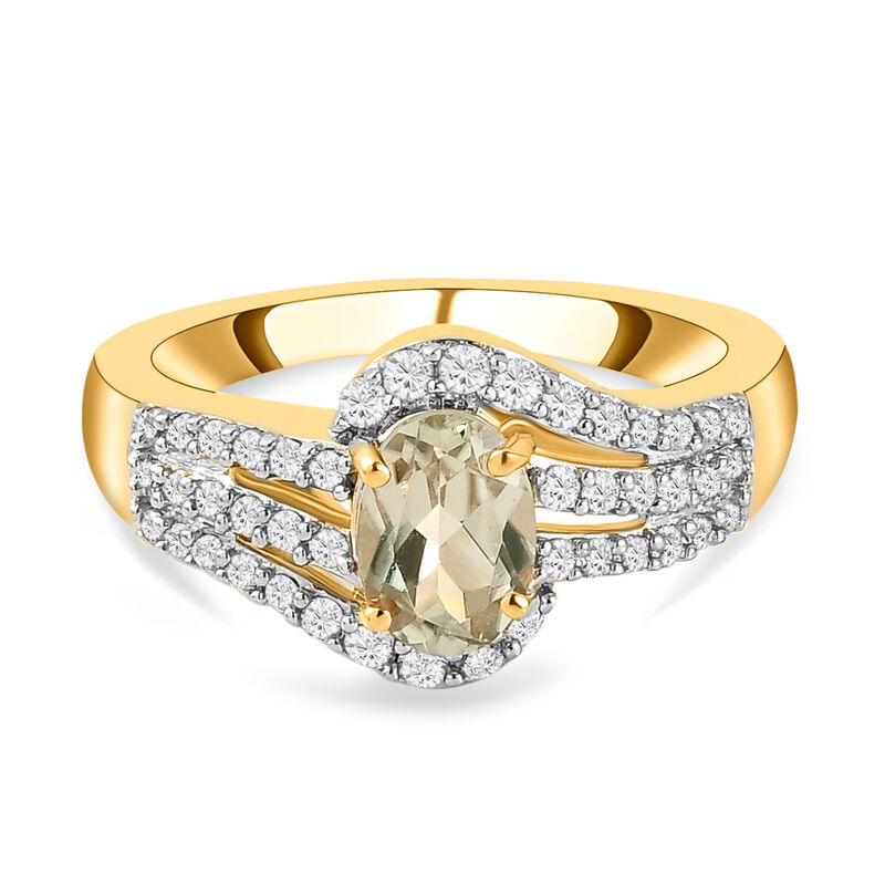 AAA Turkizit und weißer Zirkon-Ring, 925 Silber Gelbgold Vermeil  ca. 1,38 ct image number 0