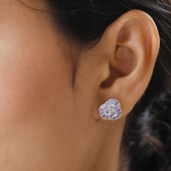 Amethyst Zirkonia Ohrstecker 925 Silber Messing Ionenbeschichtetes Platin ca. 1,66 ct image number 4