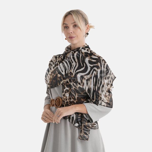 LA MAREY Signature Set mit Seidenschal und Seidentropfen-Ohrringen, 100% Maulbeerseide, 65 x 170 cm, Schwarz image number 2