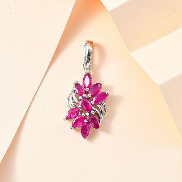 Afrikanischer Rubin (Fissure gefüllt) Anhänger 925 Silber rhodiniert ca. 1.78 ct image number 2