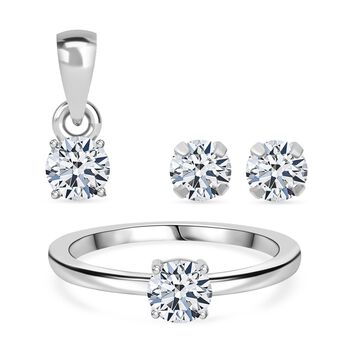 D'Joy Moissanit Schmuckset, 925 Silber rhodiniert - 1,40 ct.