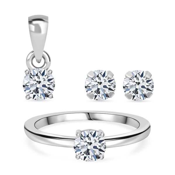 D'Joy Moissanit Schmuckset, 925 Silber rhodiniert - 1,40 ct.