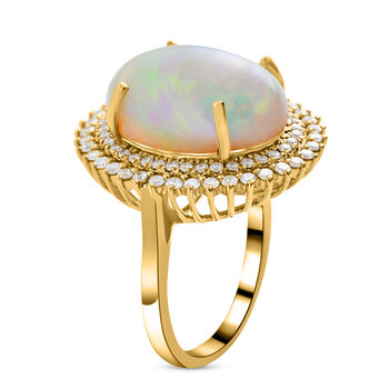 ILIANA - AAAA nat&uuml;rlicher, &auml;thiopischer Opal und Diamant-Ring, SI G-H, 750 Gelbgold  ca. 7,25 ct