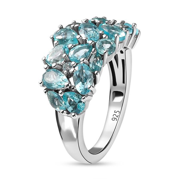 Paraiba-Apatit Ring, 925 Silber platiniert (Gr&ouml;&szlig;e 17.00) ca. 3.47 ct image number 4