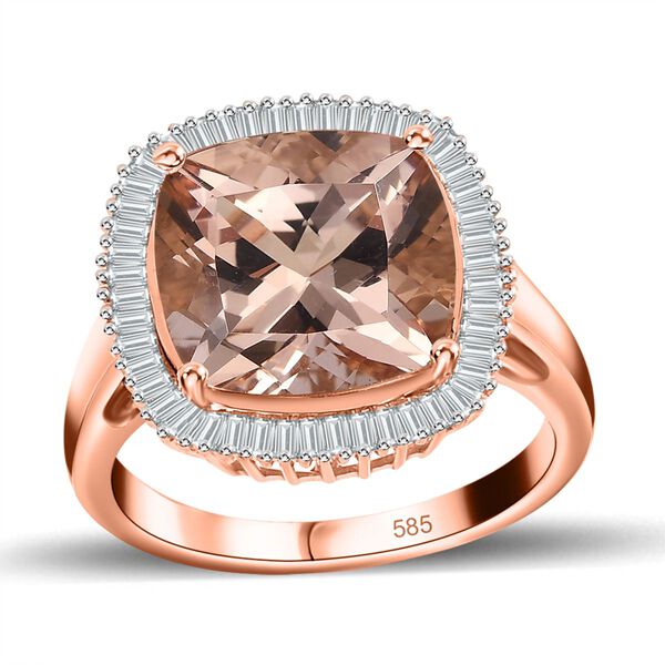 AAA Moroppino Morganit, Weißer Diamant Ring, 585 Gold (Größe 18.00) ca. 6.78 ct image number 4