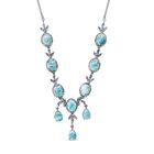 Larimar-Halskette, ca. 45 cm, 925 Silber platiniert ca. 22,04 ct