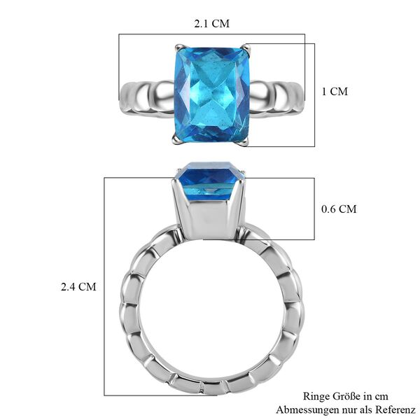 Karibik Quarz Triplette Ring, 316L Edelstahl (Größe 20.00) ca. 3.42 ct image number 7