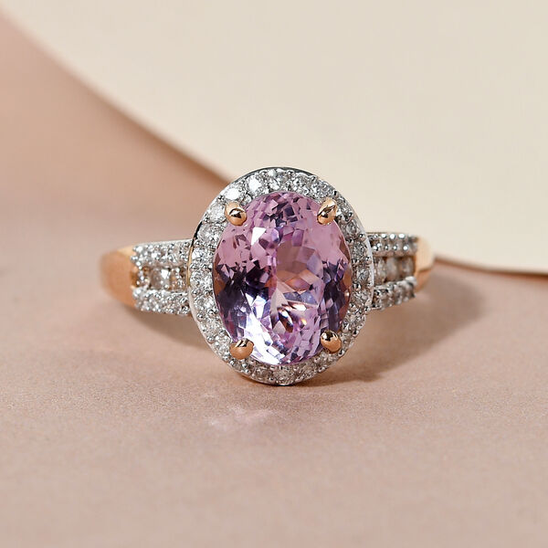 AAA Martha Rocha Kunzit und weißer Diamant-Ring, I2-I3 G-H, 585 Roségold  ca. 3,95 ct image number 2