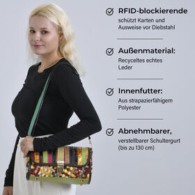 Chaos by Elsie Crossbody-Tasche aus echtem Leder, RFID-Schutz und Mini-Taschenlampe, 28x10x18 cm, Mehrfarbig