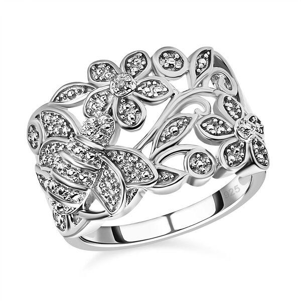 ALLORO von der Natur inspirierter, platinierter Silberring image number 4