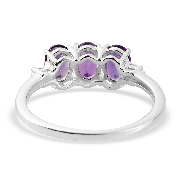 Afrikanischer Amethyst und Diamant 3 Stein Ring 925 Silber  ca. 1,28 ct image number 6
