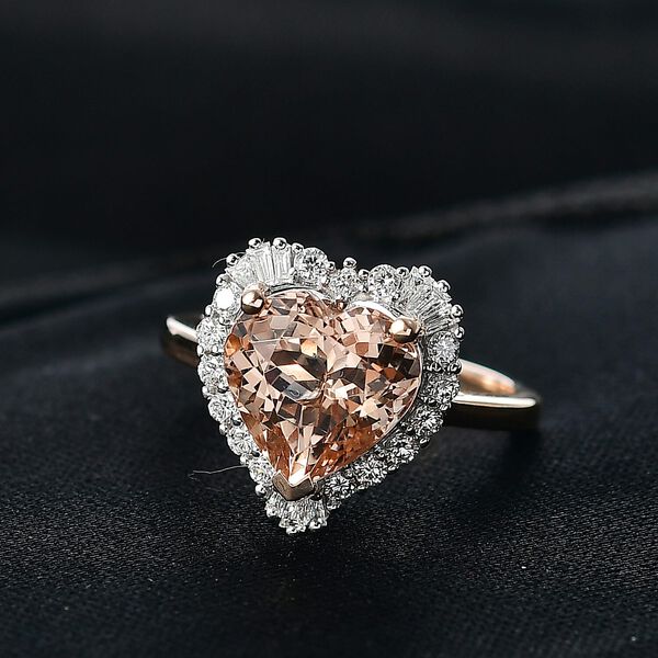 LUXURIANT DIAMOND - AAA Marropino Morganite, Lab Grown Diamant Ring 417 Gold (Gr&ouml;&szlig;e 20.00) ca. 3,77 ct image number 1