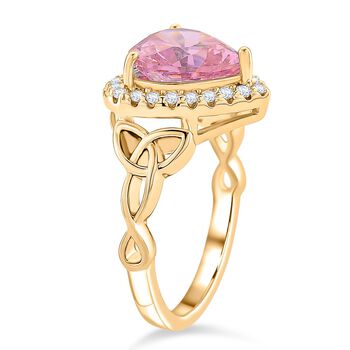 Rosa Zirkonia, Wei&szlig;er Zirkonia Ring Nickelfreies Messing vergoldet (Gr&ouml;&szlig;e 16.00)