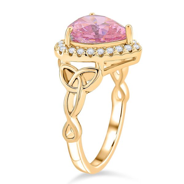 Rosa Zirkonia, Wei&szlig;er Zirkonia Ring Nickelfreies Messing vergoldet (Gr&ouml;&szlig;e 16.00) image number 4