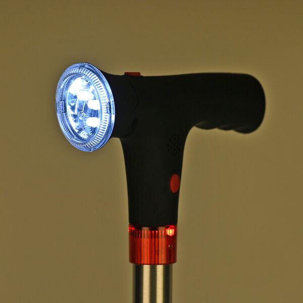 Faltbarer Smart-Gehstock mit LED Licht und Alarm, Belastbarkeit 113 KG, Grau, Ben&ouml;tigt 2xAAA-Batterien (nicht im Lieferumfang enthalten) image number 4