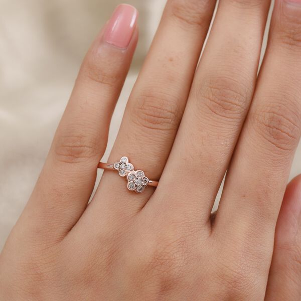 Nat&uuml;rlicher Champagner Bypass Ring 925 Silber Ros&eacute;gold Vermeil image number 3