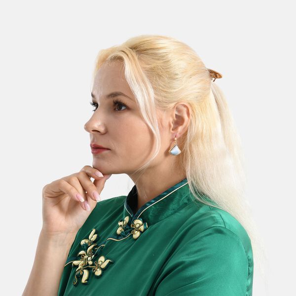 LA MAREY 2er-Set Brokat Seiden-Haarnadel und Ohrringe mit Geschenkbox, Beige image number 2