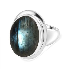 Labradorit Ring, Messing, (Größe 18.00) ca. 12.06 ct