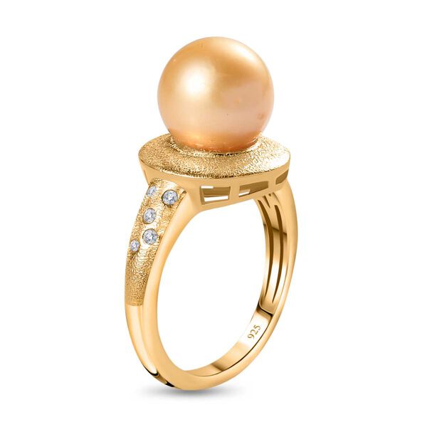 AA goldener Südseeperlen- und Moissanit-Ring - 7,95 ct. image number 5