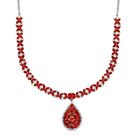 Purpurroter Feuer Opal und Wei&szlig;er Zirkon, Halskette, ca. 45 cm 925 Silber platiniert ca. 13.35 ct